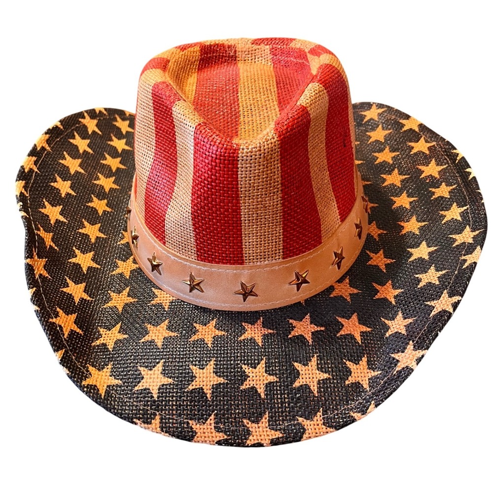 Gold Coast‎ Old Glory Drifter Western Straw Hat Americana USA NWOT